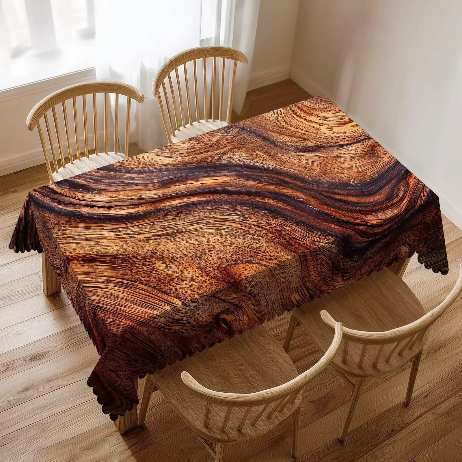 Wood Grain Texture Tablecloth Old Tree Trunk Natural Swirling Rectangle Table Cloth Rectangular  Table Cover for Party Kitchen