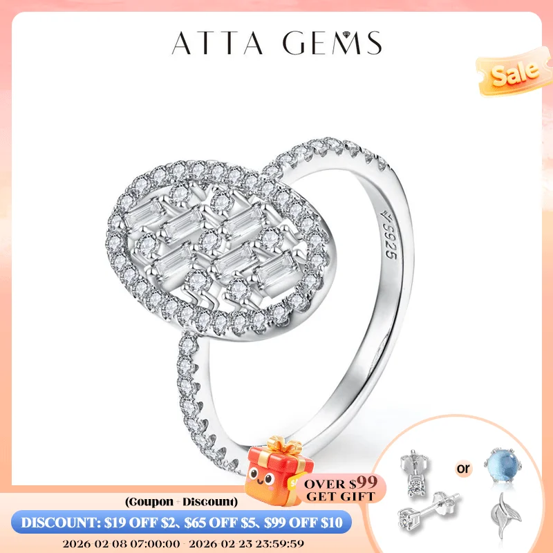 

ATTAGEMS New Solid S925 Sterling Silver Moissanite Rings for Women Handmade Rings Engagement Moissanite Jewelry with Certificate