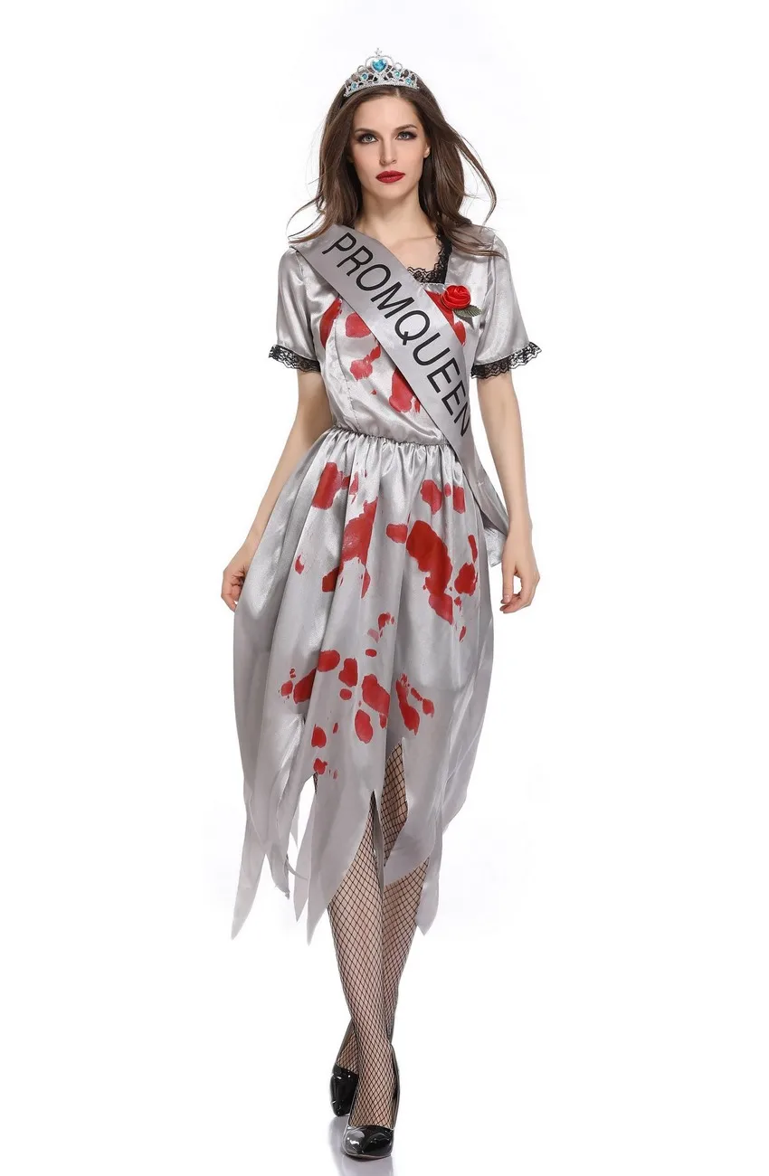 Halloween Costumes Horror Cosplay Bloody Skull Zombie Costume Vampire for Women Ceremonial Usherette