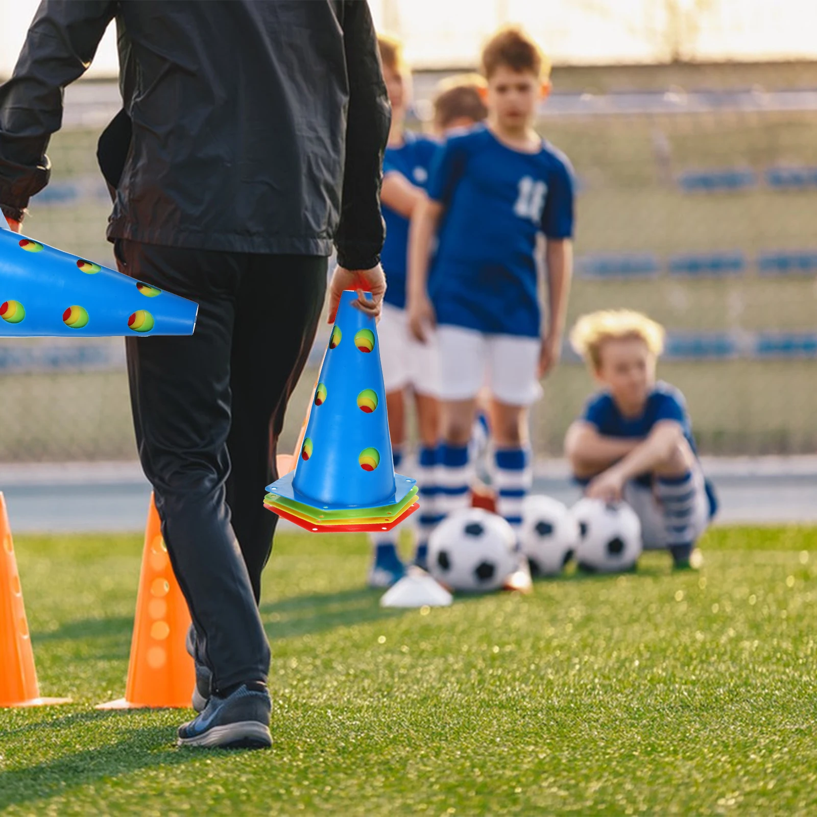 24 pçs cones de treinamento marcação plástico esportes segurança no trânsito futebol basquete tênis pe material resistente