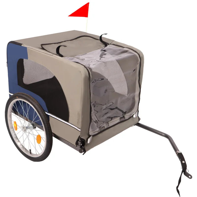 Dog Bike Trailer - Folding Pet Trailer Car for Bicycle, Folding Pet Carrier with 20 Inch Wheels, 2 Entrances, Safety Flag, Ea