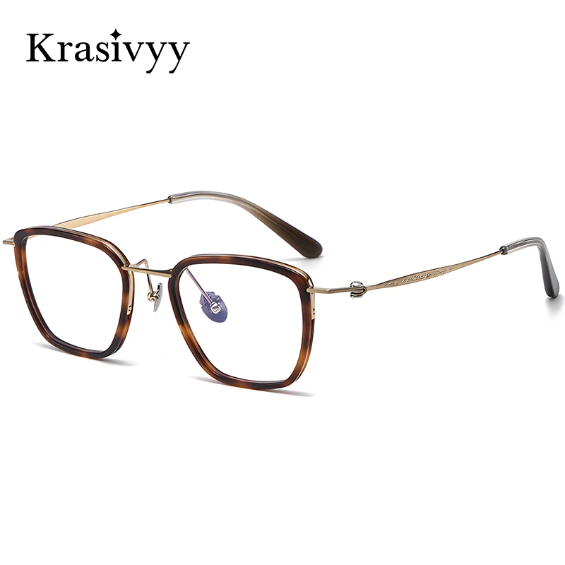 

Оправа для очков Krasivyy из чистого титана, мужская квадратная ультралегкая повседневная модель, женские очки в итальянском стиле, дизайнерские оптические очки