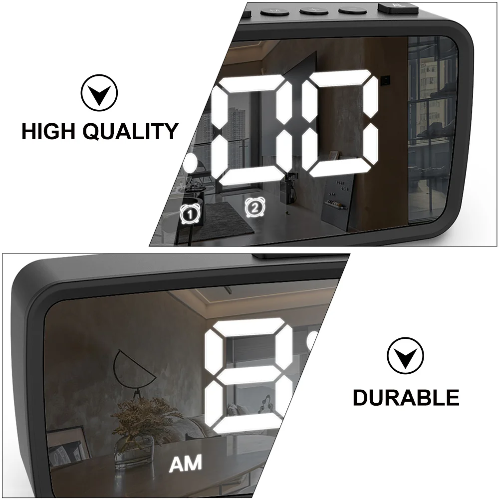 

1Set LED Electronic Alarm Clock Multifunctional Mirror Surface Compact Desktop Clock Silent Bedside Home Decoration
