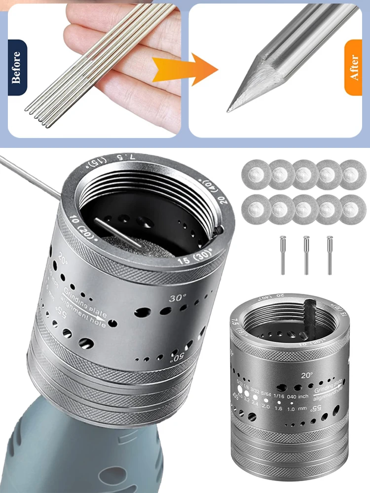1 مجموعة التنغستن القطب مبراة طاحونة رأس مطحنة TIG طقم أدوات لحام مع 10 قطعة طحن Dics و 3 قطعة قضبان تمديد