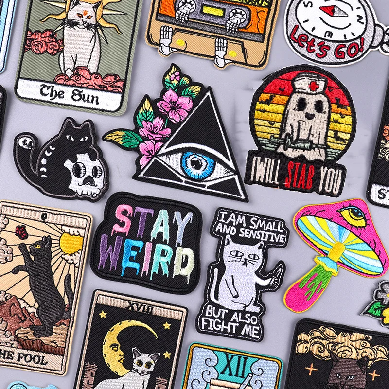 Jacket/Backpack Embroidery Patch DIY Tarot Embroidered Patches On Clothes Badges Punk Animal Patch Iron On Patches For Clothing