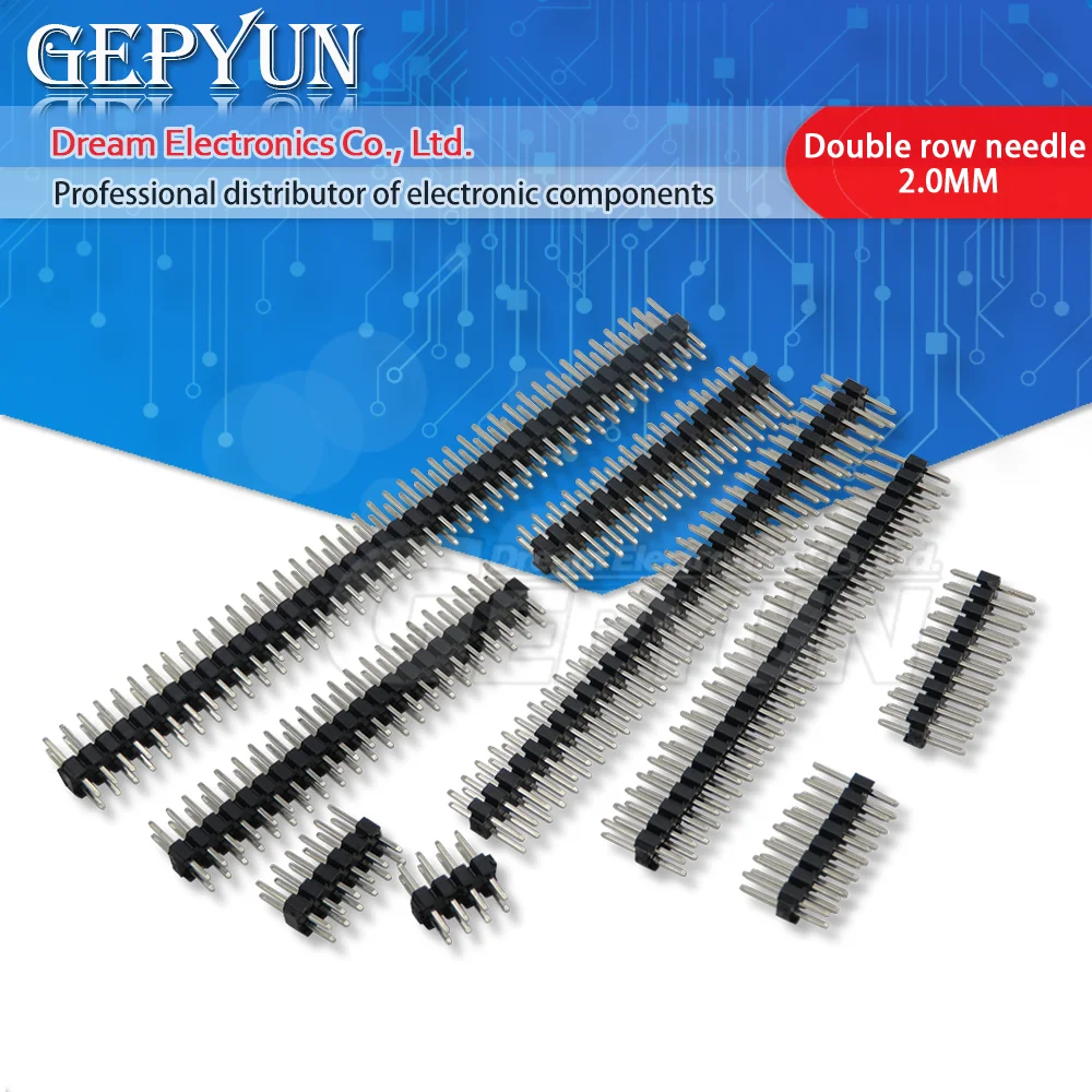 10 sztuk 2.0mm mężczyzna Header Pins 2*3/4/5/6/7/8/10/12/15/18/20/25/30/40P 2mm podwójne rząd głowica pinowa złącze paska pozłacane miedzi