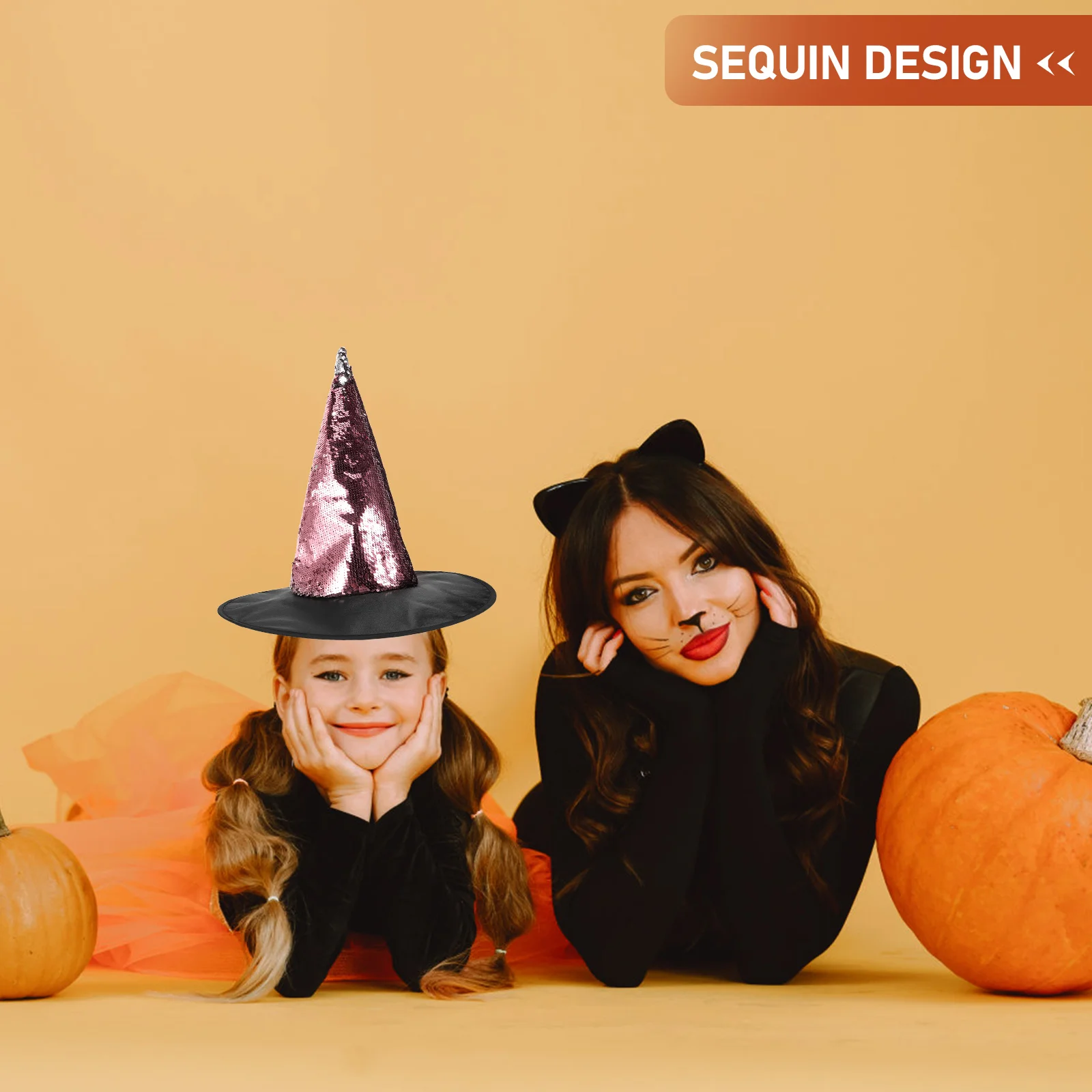 

Witch Hat for Women Brown Sequin Glitter Halloween Party Masquerade Costume Accessory Decorative Witch Hats Fabric Comfort