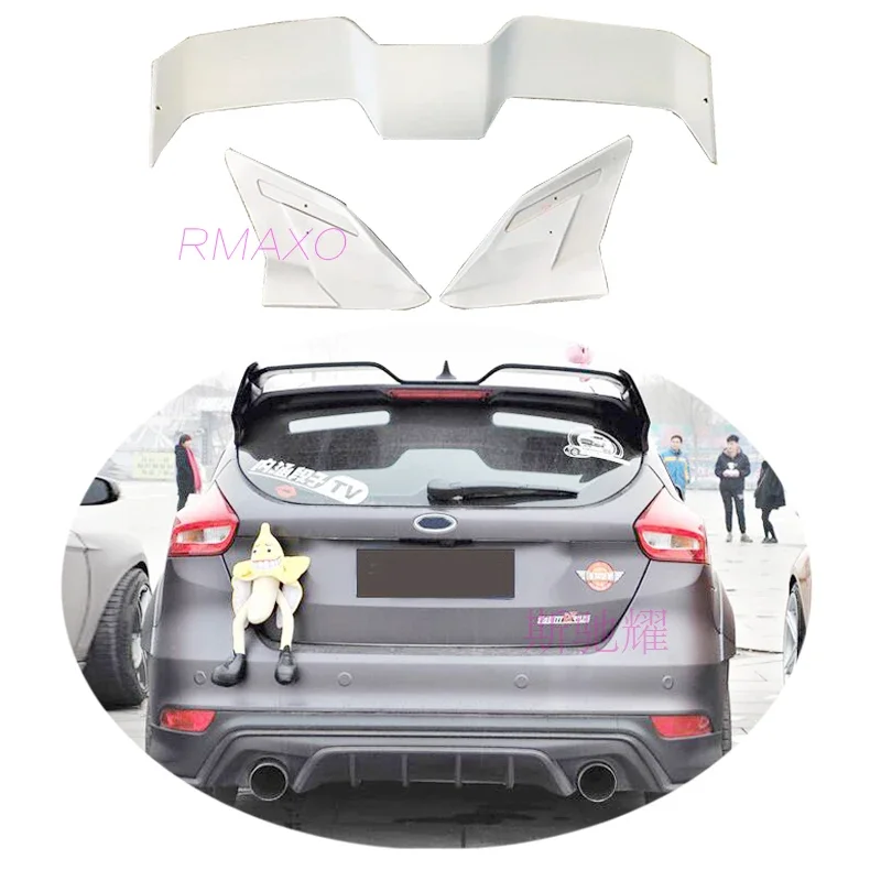 For Ford Focus ST hatchback Spoiler 2012-2018 Focus ST FS Design 3PCS ABS Material Car Rear Wing  Color Rear Spoiler