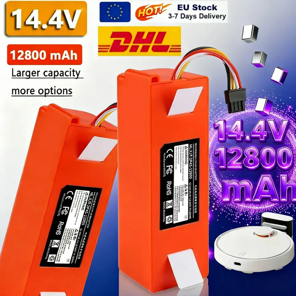 Batterie de remplacement pour aspirateur robot 2P4S 14.4V 5200mAH 12800mAh pour Xiaomi Roborock S55 S60 S65 S50 S51 S5 MAX S6