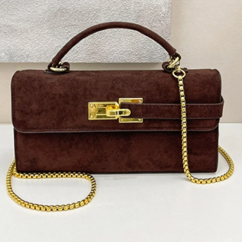 

Фирменная матовая сумка для женщин, универсальная сумка через плечо с цепочкой в стиле ретро с подвесным замком, откидная пригородная сумка через плечо