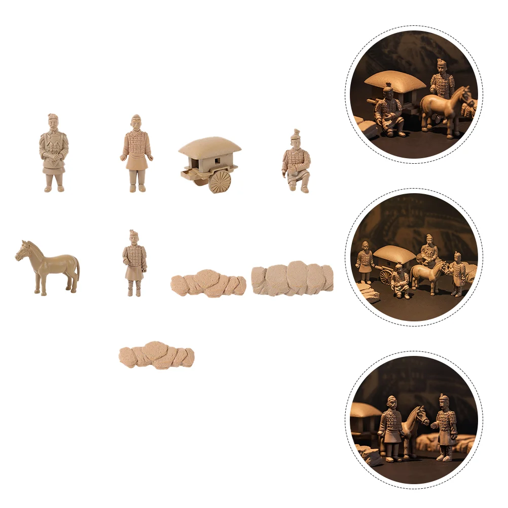 Vintage Terracotta Soldier Statue Warriors and Horses Small Ornaments Decorate Retro Accessories Travel