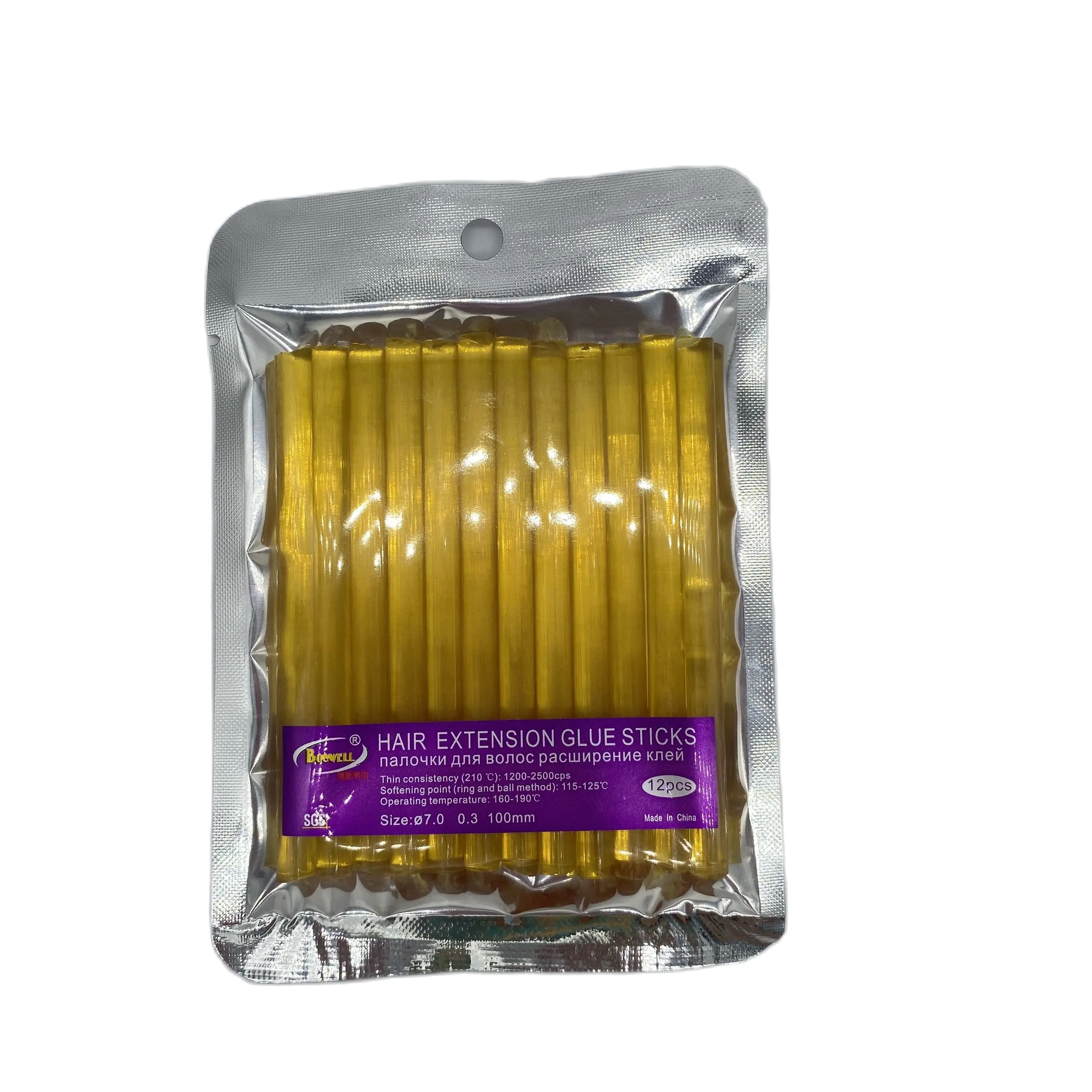 Bâtons de colle pour extension de cheveux, anciers de colle thermofusible, jaune, lot de 24 pièces