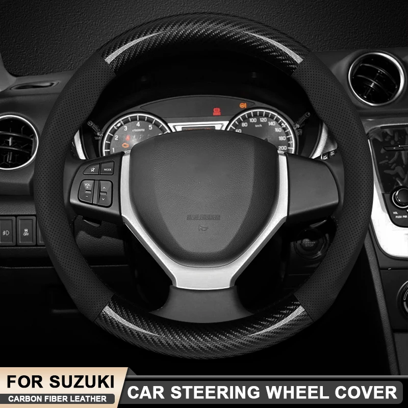 

Car Carbon Fiber Leather Steering Wheel Cover For Suzuki Jimny S-Cross Swift SX4 Vitara Grand-Vitara Baleno Ciaz Celerio Swace
