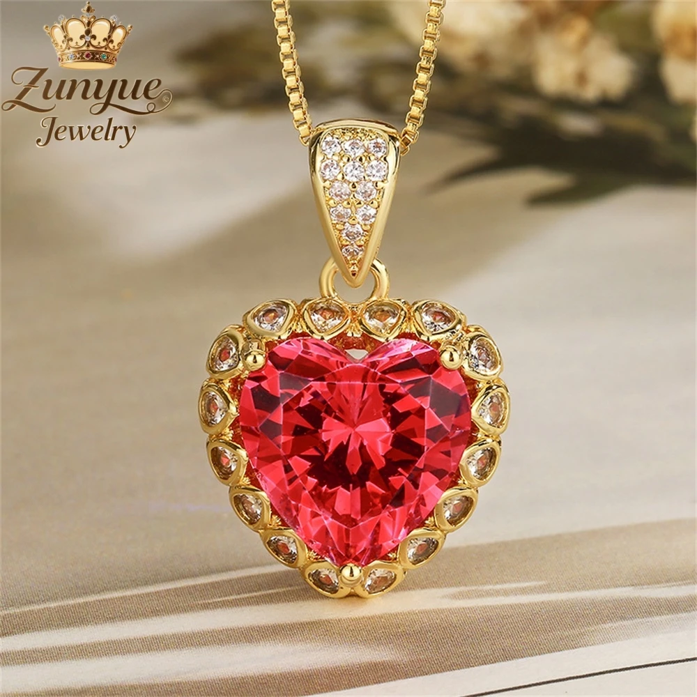 

Rose-Pink Crystal Glass Heart-Shaped Diamond-Studded Three-Dimensional Pendant And Ring Luxury Quality Fashion Jewelry Charms
