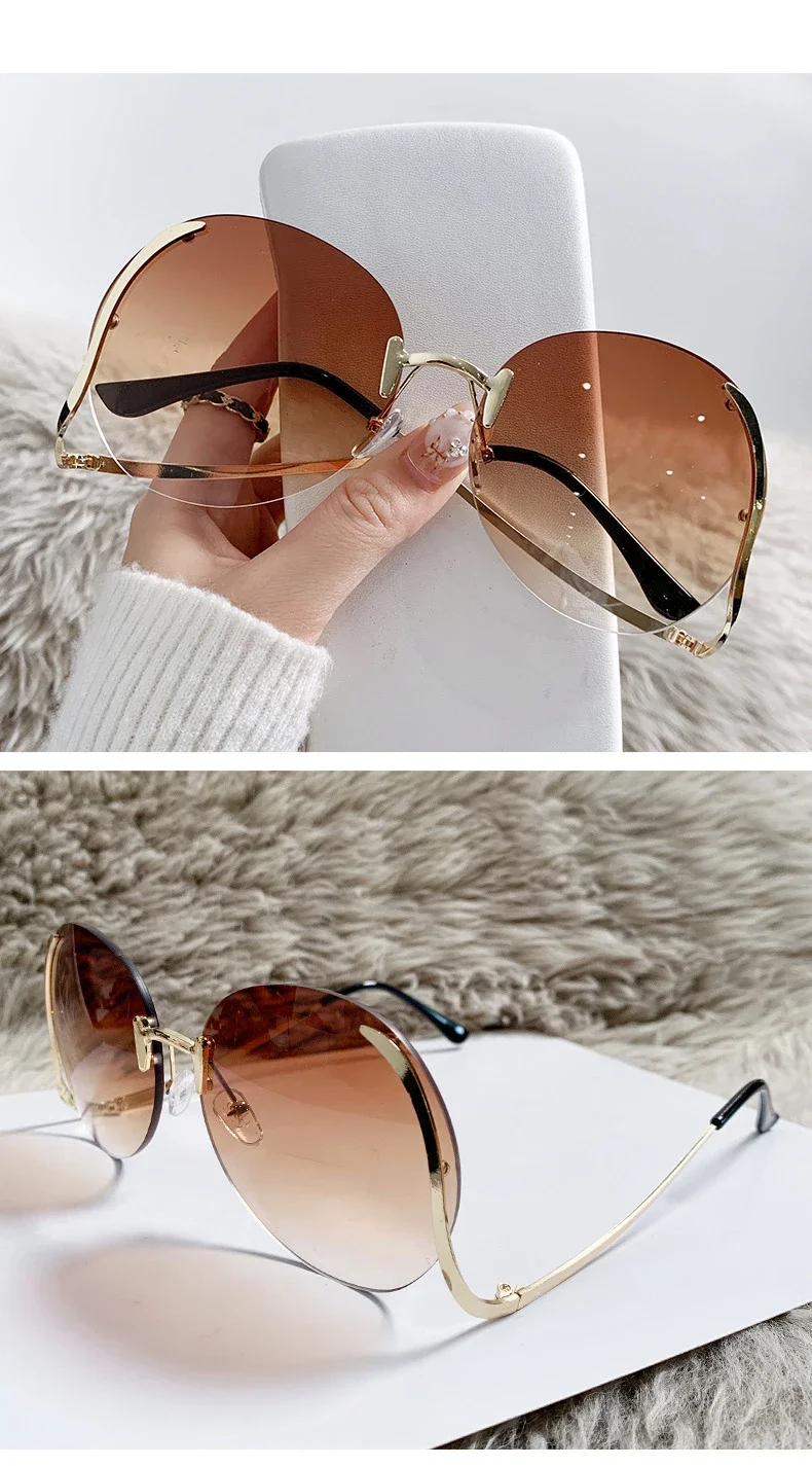 Oversized Oval Alloy Frame Sunglasses Detailed Specifications and Color Options