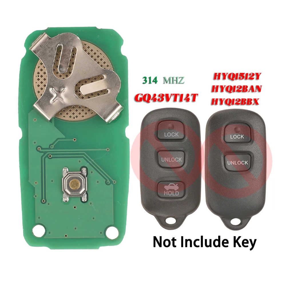 

jingyuqin HYQ12BBX HYQ12BAN HYQ1512Y GQ43VT14T For Toyota Camry Solara Corolla Sienna 3/4 botones 314Mhz Car Key Circuit Board