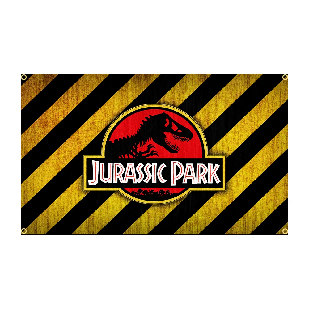 FLAGDOM 90x150CM 3x5 Ft Jurassic Park Flag Polyester Printed Dinosaur Banner For DecorCourtyard