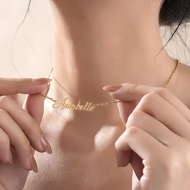

New Customized Stainless Steel Name Necklace Chains Personalized Fashion Letter Matte Pendant Jewelry Birthday Gift Dropshipping