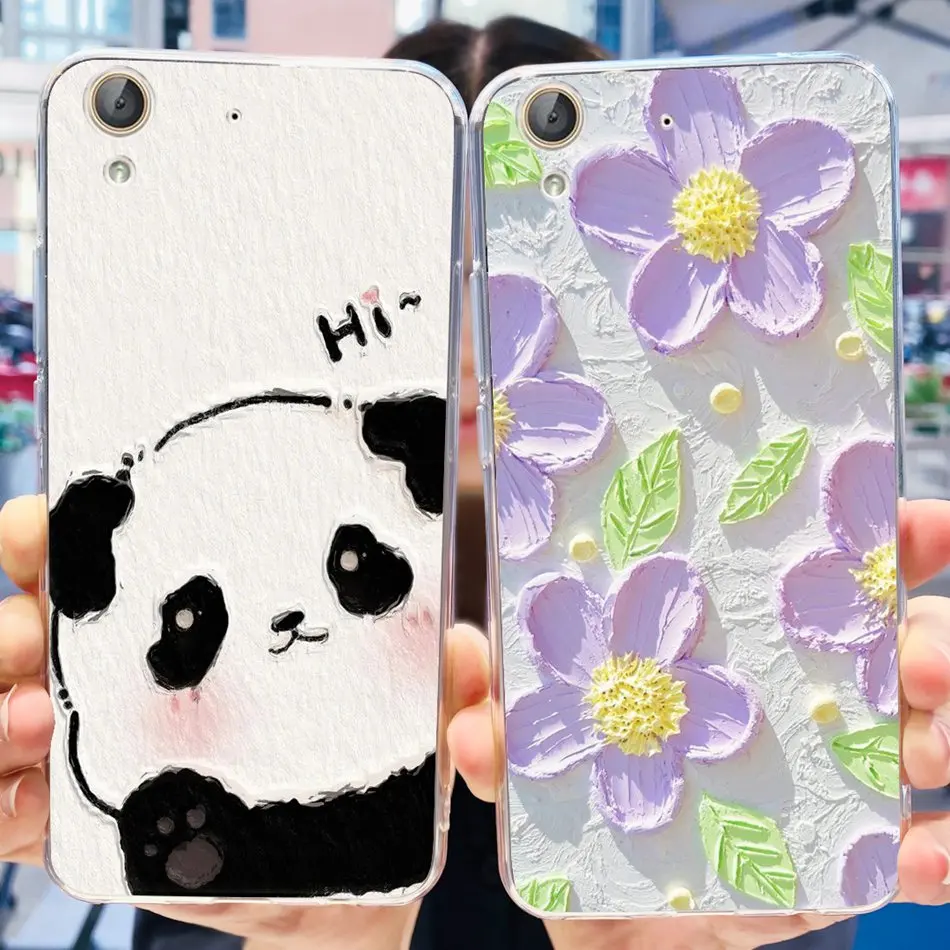 For Huawei Y6 II CAM-L21 Clear TPU Soft Silicone Case For Huawei Y6ii Y6 2 Cute Panda Flower Cartoon Phone Cases