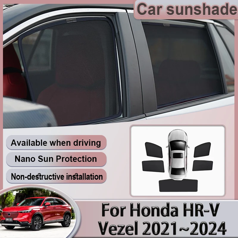 

Автомобильный сетчатый солнцезащитный козырек для Honda HR-V Vezel 2021 2022 2023 2024 HRV RV RS1Globalная версия Солнцезащитный козырек с магнитным окном, автоаксессуары