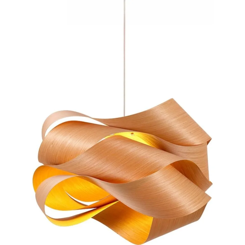 

60CM Curved Wooden Pendant Lights Unique Pendant Lamp Shade Creative Hanging Light Ceiling Lighting Fixture for Home Decor