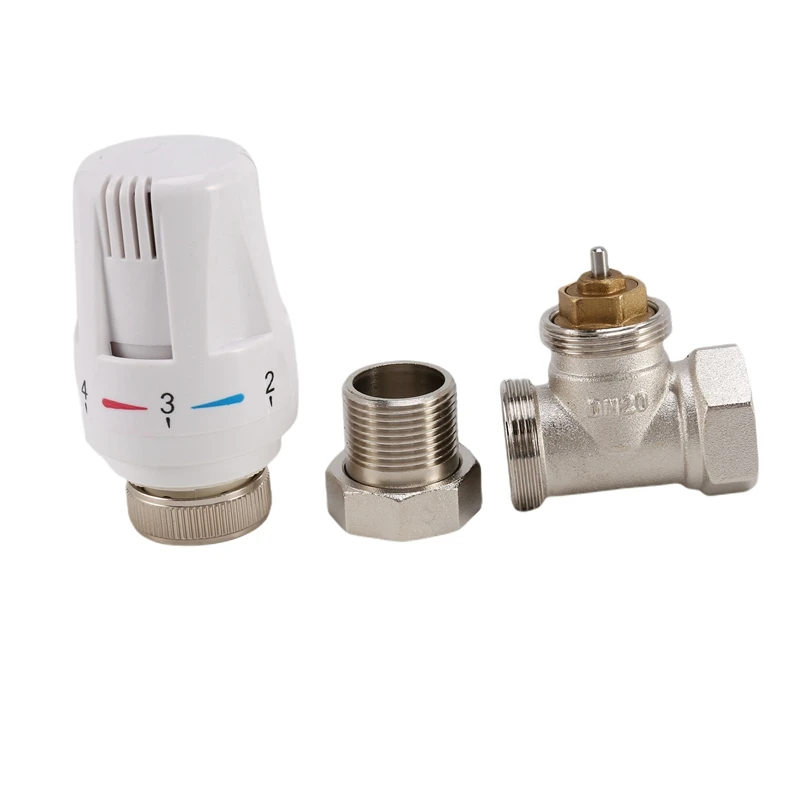 3X 3/4Inch Brass Thermostatic Radiator Valve Straight Type DN20 Automatic Temperature Control Valve Floor Heating