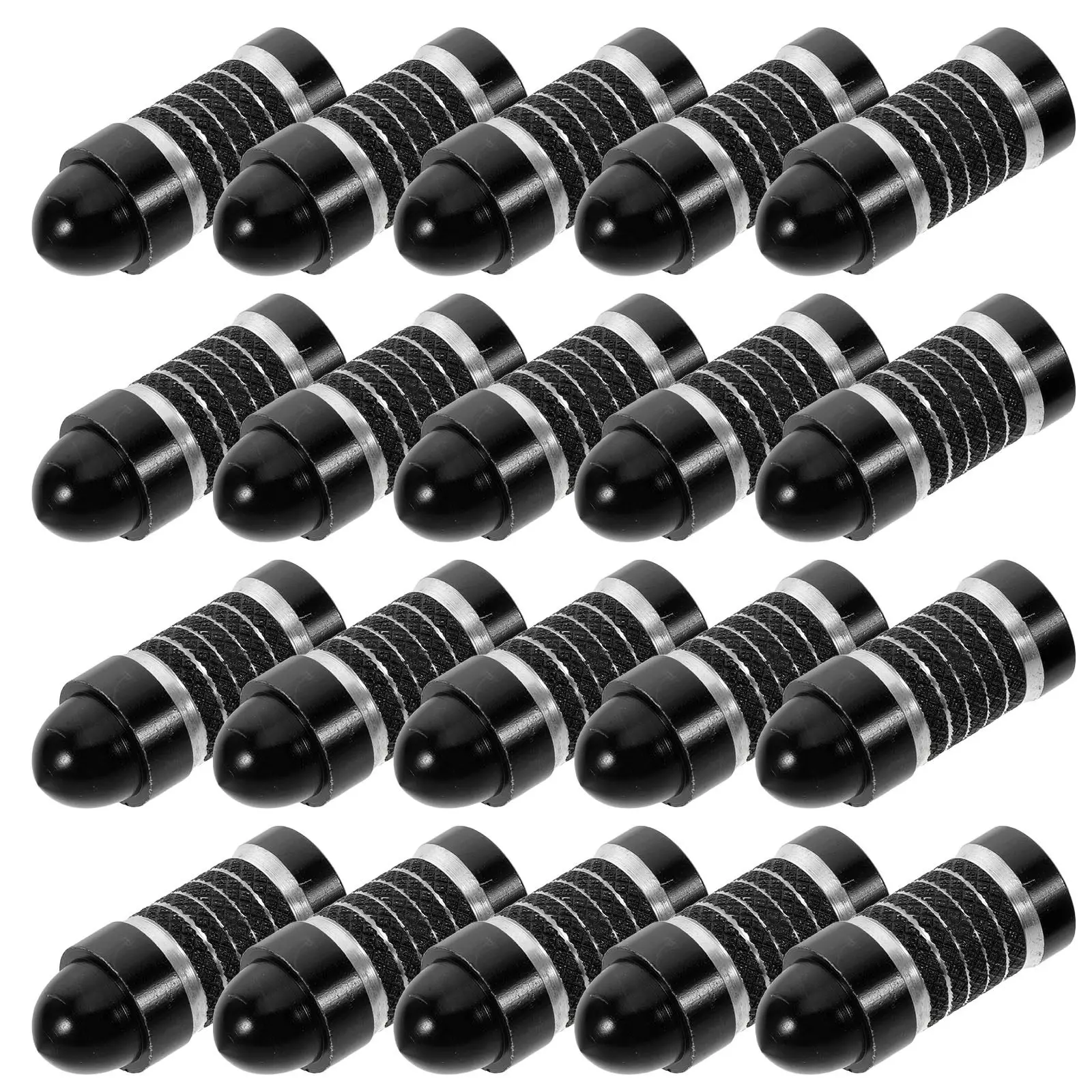 

20 шт. универсальных американских колпачков для ниппелей шин из алюминиевого сплава, защитные, с длинной круглой головкой и серебристым ободом, для автомобилей, велосипедов, внедорожников