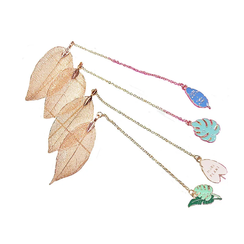 

Exquisite Bookmark Leaves Fashion Leaf Vein Page Folder Palm Metal Book Mark Clip Pendant Jewelry Office Stationery