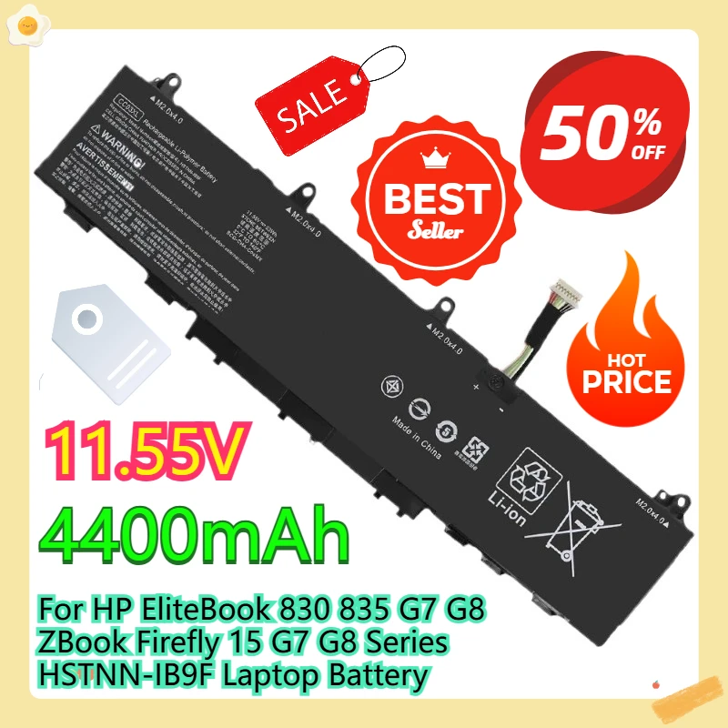

For HP EliteBook 830 835 G7 G8 ZBook Firefly 15 G7 G8 Series HSTNN-IB9F Laptop Battery