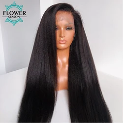 Yaki Human Hair Wigs 250Density Light Yaki Straight 13x6 Lace Front Human Hair Wigs PrePlucked Italian Yaki HD Lace Frontal Wig