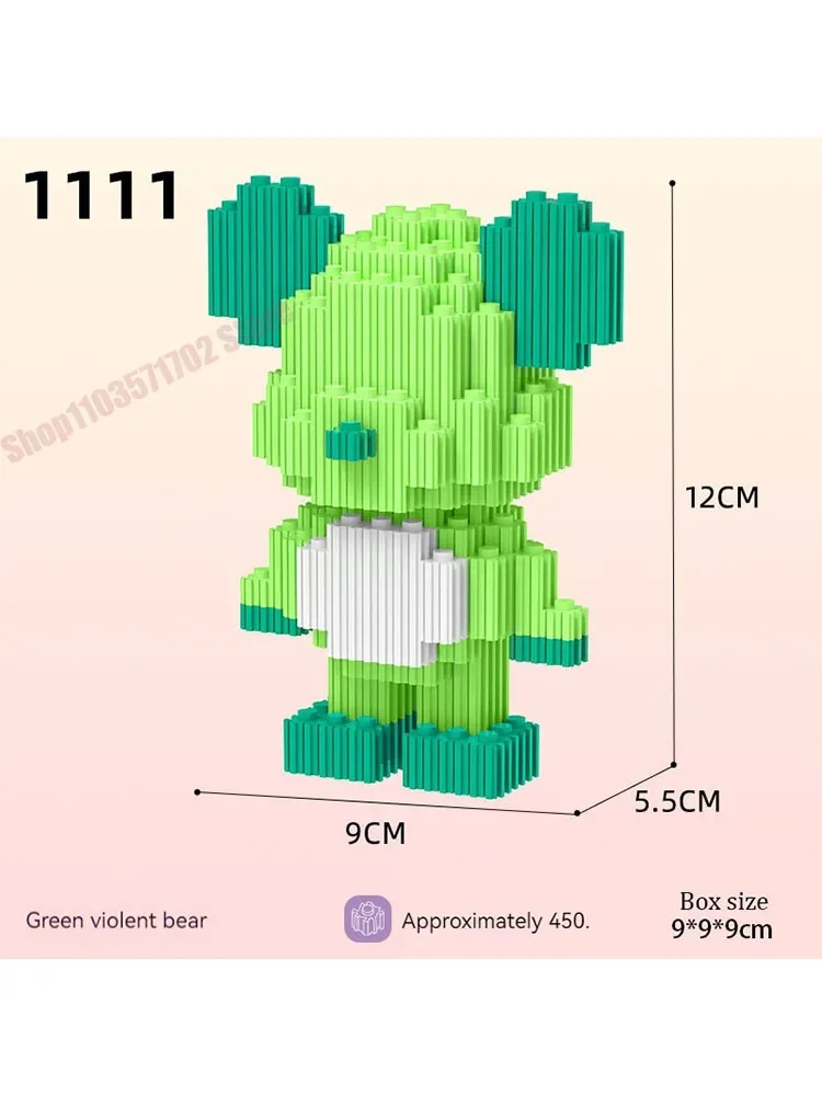 

NEW Cartoon Love Violent Bear Nano Building Blocks Cartoon Colour 3d Model Creative Micro Diamond Bricks Toys For Children Gifts