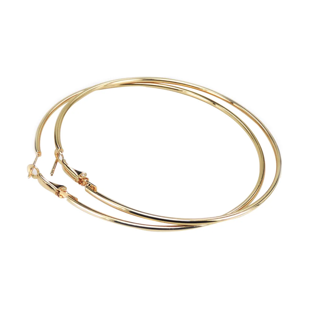 8 سنتيمتر أقراط معدنية مستديرة كبيرة للجنسين السلس خفيفة الوزن هيبوالرجينيك ترصيع للنساء الرجال الذهب بيان كبير مجوهرات #5