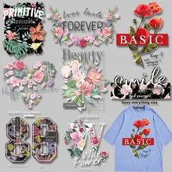 Beautiful Flowers Iron-on Transfers Washable Thermal Transfers Decals Patch on Jackets bags socks pillow clothes