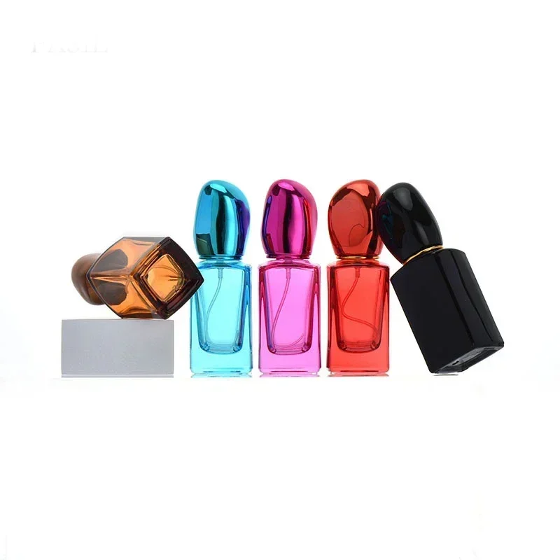 컬러 유리 향수병 투명 사각 병 30ml 50ml 화장품 미세 분무 스프레이 병 공급 향수 스프레이 병