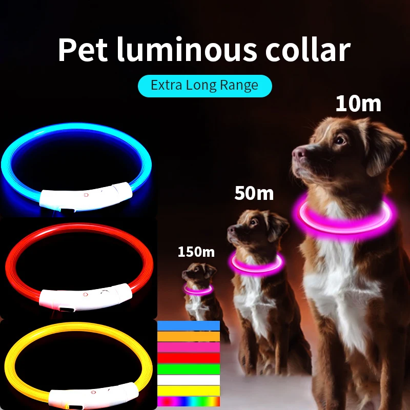 LED Dog Collar Rechargeable Collar for Nighttime Adventures Enhance Visibility with Flashing Dog Necklace Small Medium Large Dog