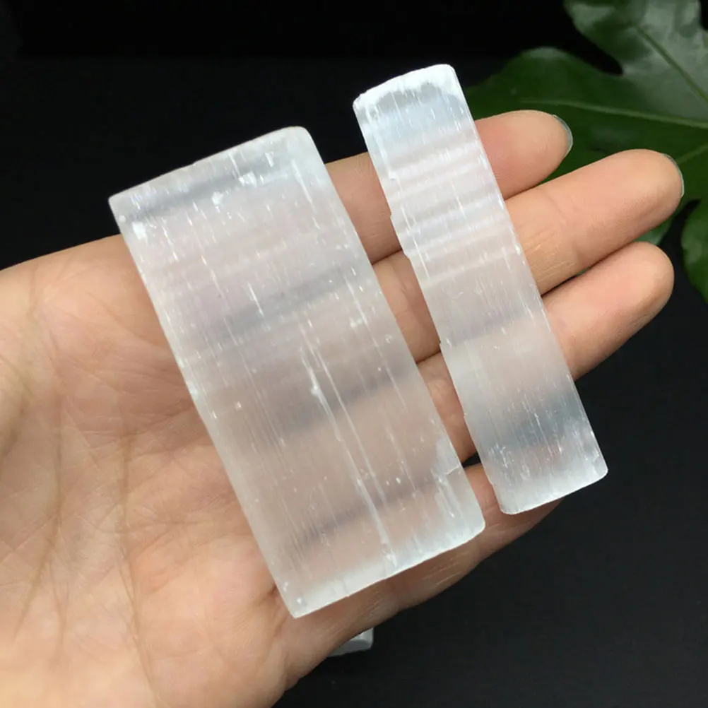 

Selenite Crystal Polished Slab Moroccan Transparent Gypsum Rectangle Charging Plate Decorative Mineral Crystal Tray Tile Plate