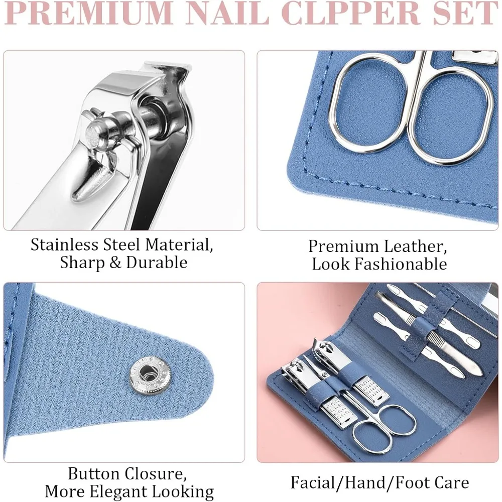 12 Sets Maniküre-Set, 7-in-1-Nagelpflegeset aus Edelstahl, robuste Maniküre-Werkzeug-Sets mit Reiseetui, Nagelpflegeset als Geschenk,