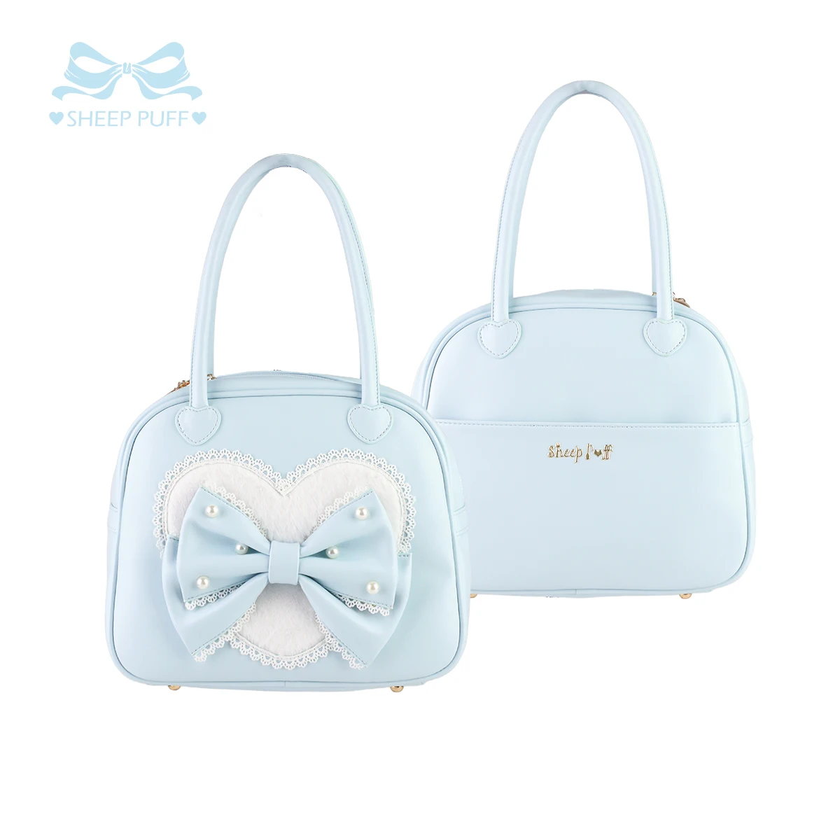 Original Japanese Girls Sweet Lolita Big Bow Handbag Princess Tea Party Lo Makeup Bag Women's Fashion Versatile Casual Bags