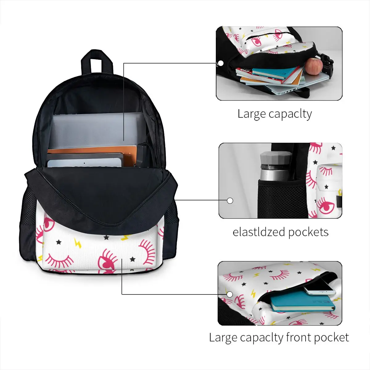 Mochila clásica con estampado 3D de dibujos animados para mujer, morral escolar para estudiantes, Mochila para ordenador portátil, gran capacidad