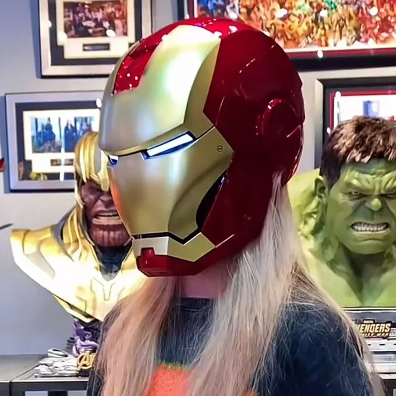 

Hot Marvel Avengers Iron Man Helmet Cosplay 1:1 Light Led Ironman Mask Pvc Action Figure Toys Adult Christmas Gift