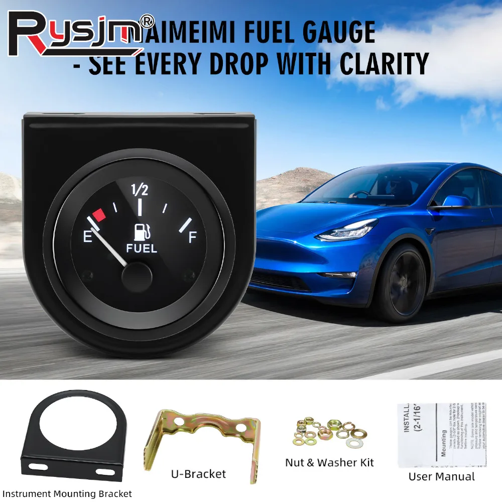 52MM Auto Water Temp Oil Temperature Gauge With Sensor 1/8 NPT Oil Pressure Gauge Sensors 240-33ohm Fuel Level Gauge Voltmeter