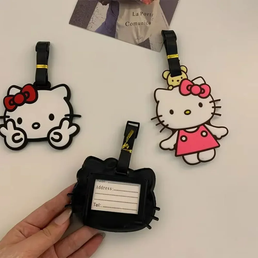 Kawaii Sanrio Luggage Tag Cute Cartoon Hello Kitty Kuromei Melody Silica Suitcase Id Address Holder Luggage Boarding Portable image 4