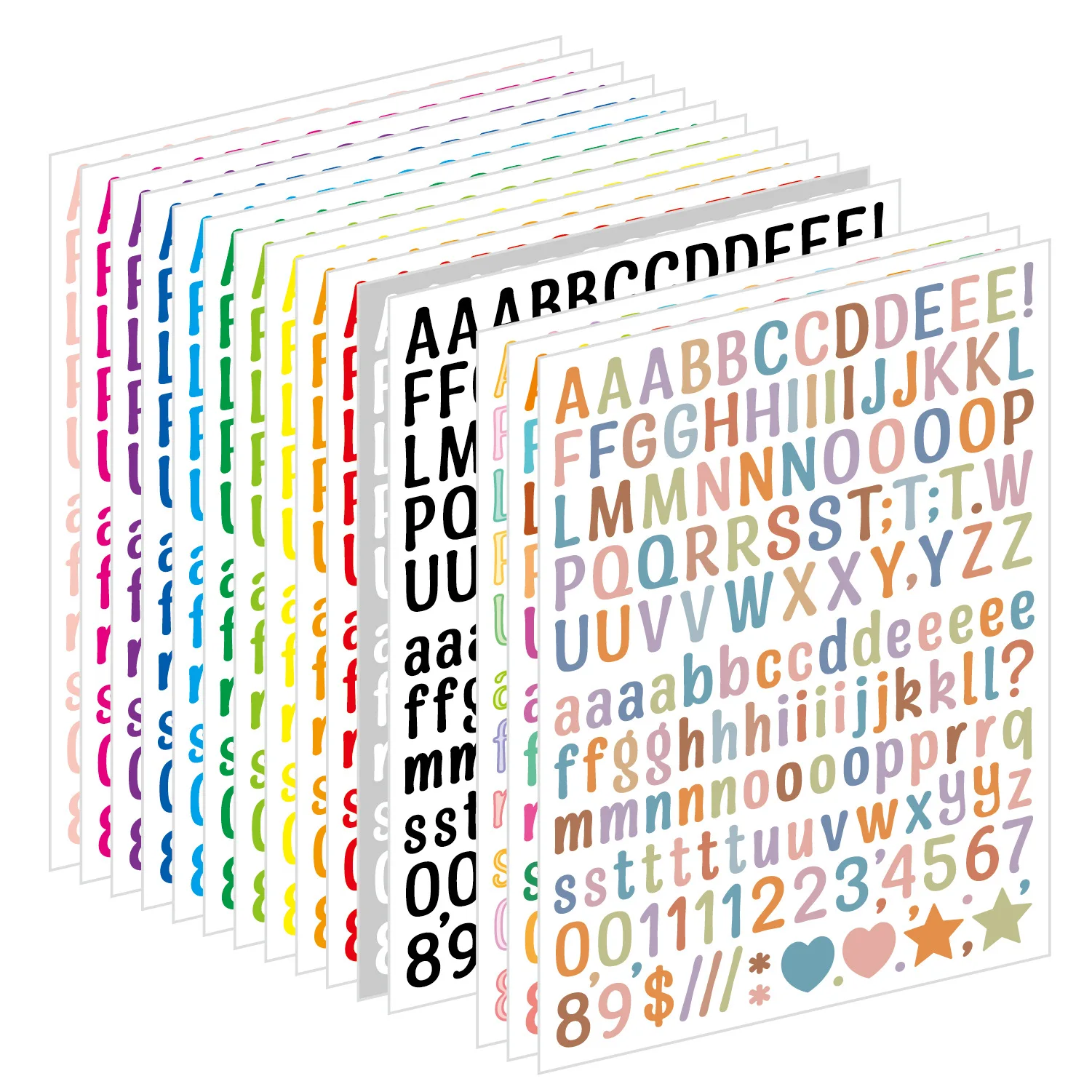 0.5 Inch Colorful Art Font Letter Stickers, Waterproof Small Size Alphabet Decals for Journal DIY Scrapbook Decor