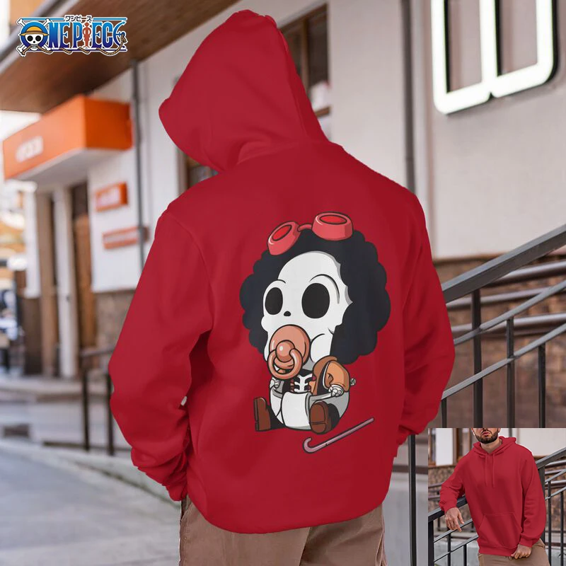 

Anime ONE Piece Group Brook Luffy Men's 100% polyester Sweat Shirt warm Y2k Street wear Autumn Winter Hoodie Sports Black Coat