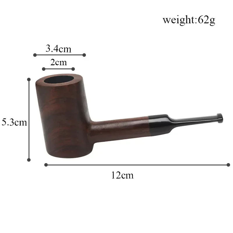 New Ebony Wood 9mm Filter Flue Tobacco Pipe Retro Gentleman Bent Type Handle Handmade Smoking Pipe with Accessory Old Dad\'s Gift