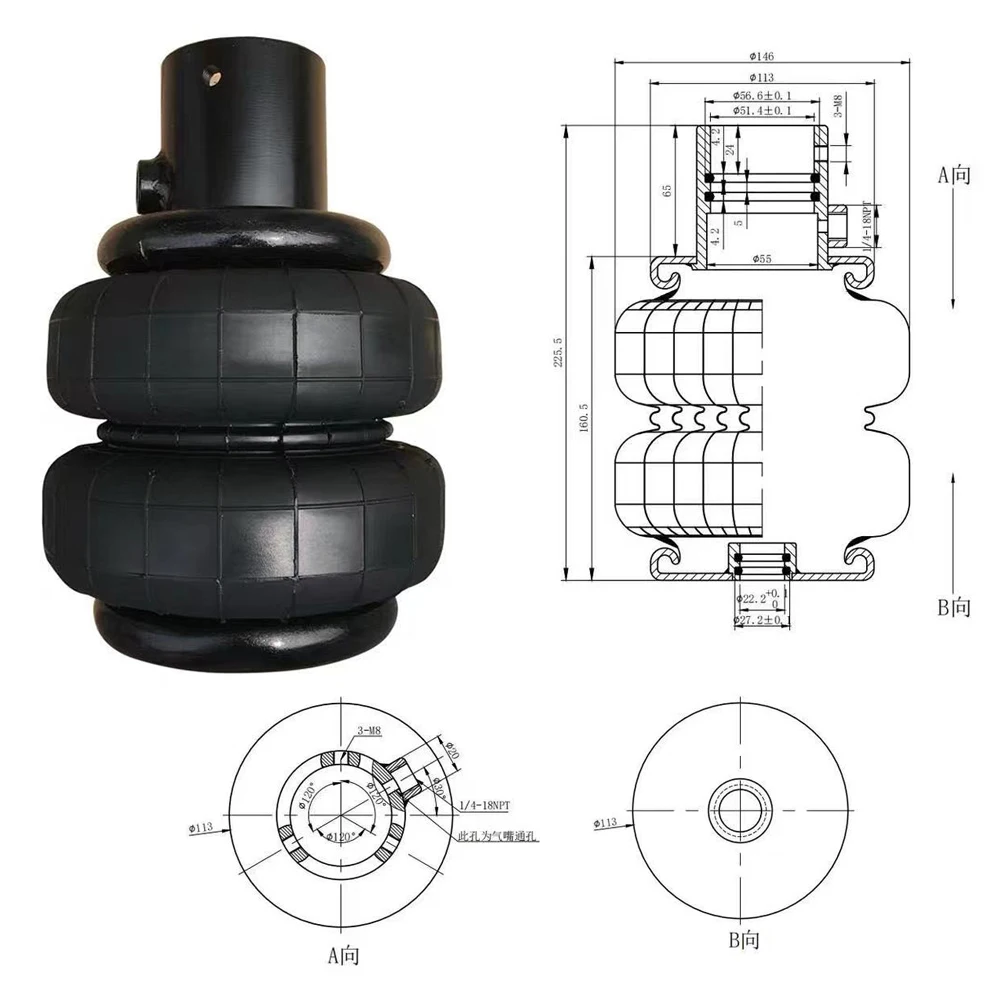 NEW! Second generation 2S70-13P12 rubber air spring shock absorber Air ride Springs suspension for truck axle and mining machine