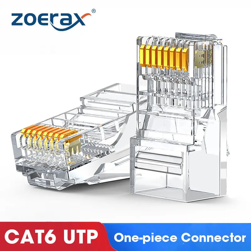 ZoeRax CAT5e CAT6 Stecker RJ45 Modularstecker Netzwerkstecker 50μ vergoldet 1,1mm Lochende für Ethernet-Kabel – Detail 7