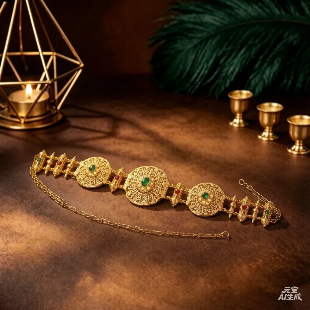 Retro Ethnic Body Belt Intricate Carved Metal Stylish Waist Jewelry For Middle Eastern
