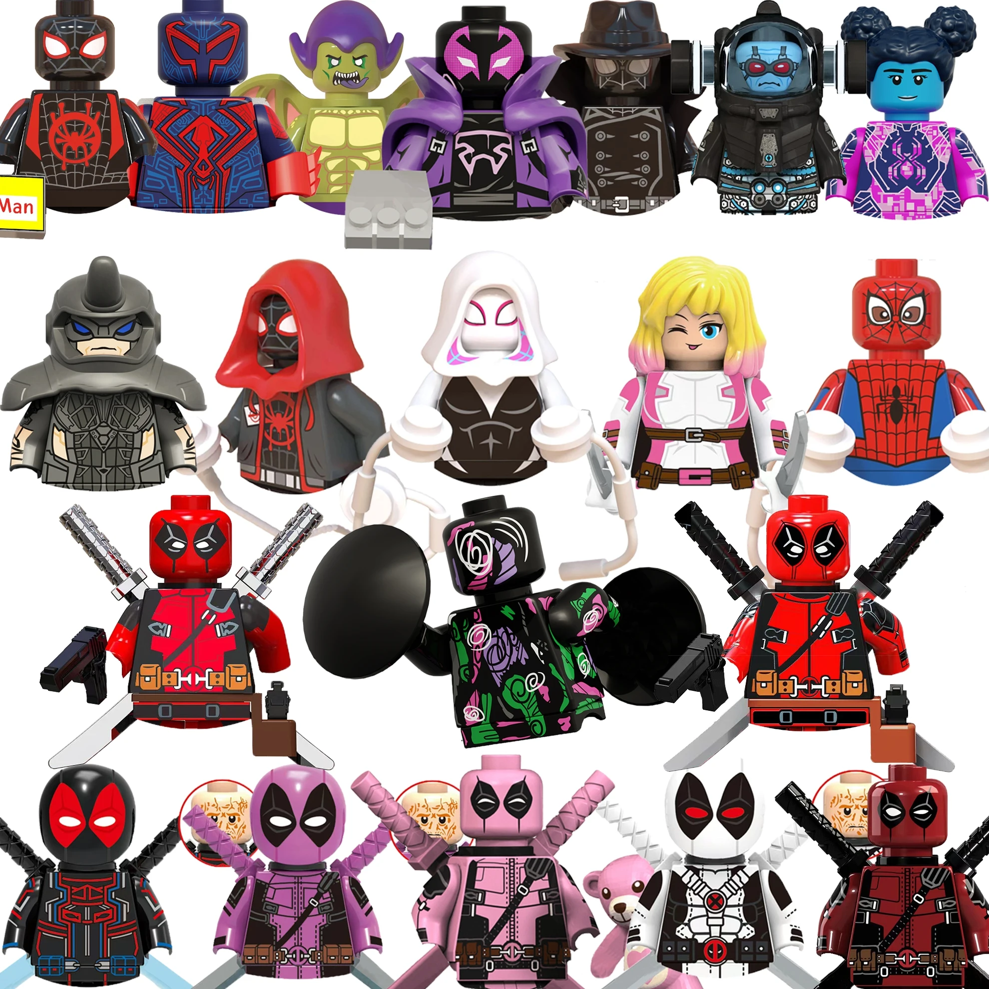 Marvel Deadpool Spider-Man classic character building blocks brick toy mini model doll children's holiday birthday gift