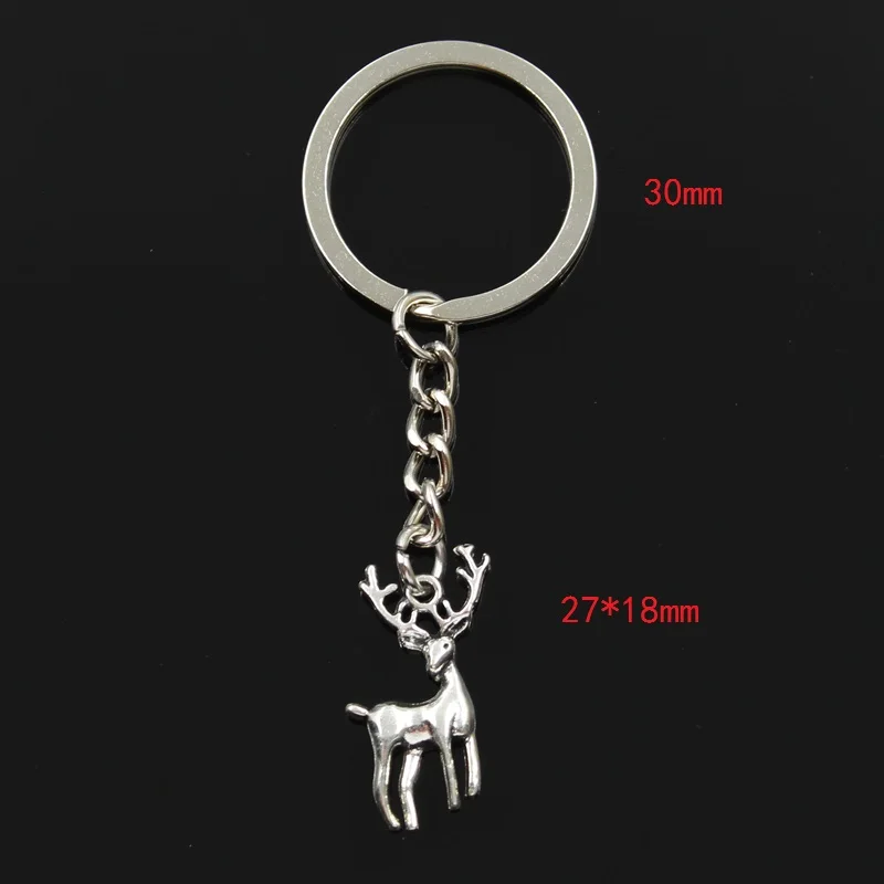 Moda 30mm breloczek metalowy breloczek brelok biżuteria antyczny brąz srebrny kolor Vintage Christmas Deer Sika 27x18mm wisiorek — zdjęcie 3